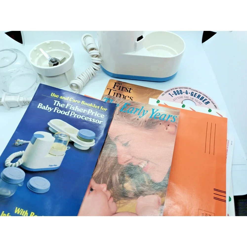 Baby Food Processor Fisher Price Blue White #1514 Vintage 1989 Works
